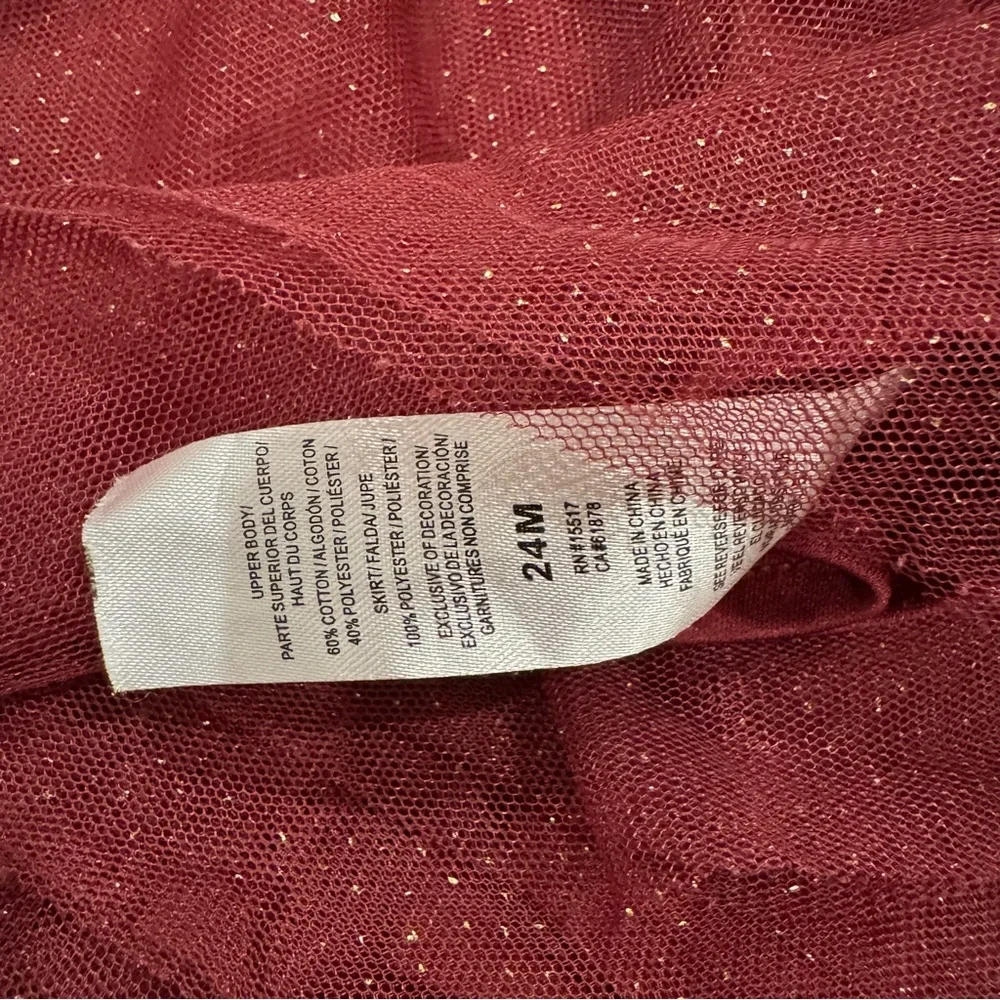 Disney Minnie Mouse toddler tulle dress sz 24 months burgundy & ivory